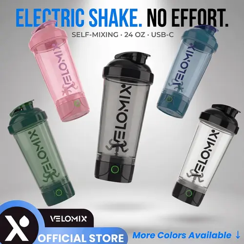 VELOMIX 24oz Electric Protein Shaker Bottle - USB-C Rechargeable Drink Mixer, BPA-Free Leak-Proof Protein Shake Mixer, Unisex 1-Touch Blend Fitness Gear (80 Mixes Per Charge) Gym Accessories for Men & Women