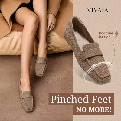 VIVAIA Silvie Women's Minimalist Slip-On Knit Icon Loafers - Square-Toe, Mesh, Slimming Fit, Herbal Arch Support, Lightweight, Portable Business Office Wear Shoes,sohochic