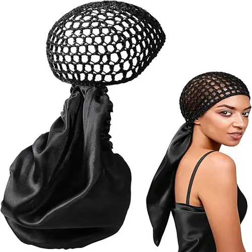 Adult 2-in-1 Breathable Hair Bonnet - Haircare Tool with Detachable Handmade Netting & Satin Sateen Reversible Band, Adjustable Fit for Daily Styling, Frizz Control, Home & Personal Use (Fall & Winter), Adjustable Hair Bonnet,sohochic