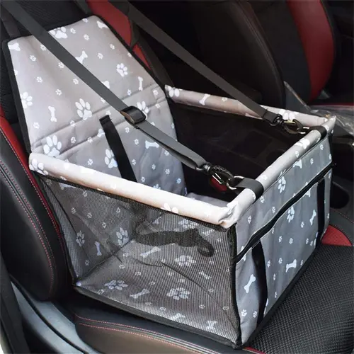 Pet Car Safety Seat, Breathable Foldable Pet Car Basket, Puppy Carrier, Portable Dog Car Seat for Small Medium Pets, Polyester Material, Carrier
