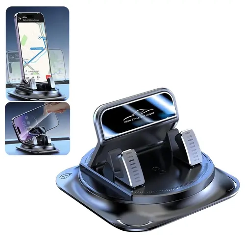 Dashboard Phone Mounts & Holders - 360-Degree Rotation Universal Self-Adhesive Non-Slip Rubber Grip Waterproof Car Accessory, Iphone Holder for Most Vehicles