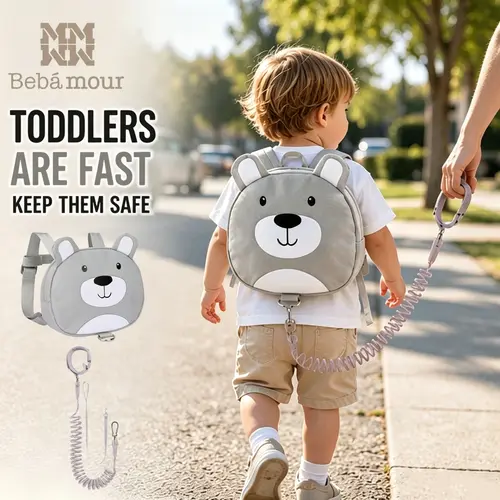 BEBAMOUR Toddler Backpack with Leash, Anti-Lost Safety Harness for Toddlers, Cute Animal Travel Backpack for Boys & Girls, Ideal for Travel, Shopping, Zoo & Airport,sohochic