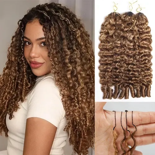 Celie Hair Honey Blonde Highlights Feather Crochet Human Hair Extensions Pre-Separated Miracle Knots 50g/Pack Burmese Curly Kinky Curly Wig Natural Feel #sohochic #TikTokShopBackToSchool