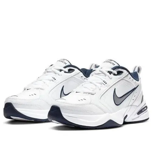 Nike Air Monarch IV White Navy Men's 415445-102 New Stylish Sneaker Lightweight Athletic Sneakers