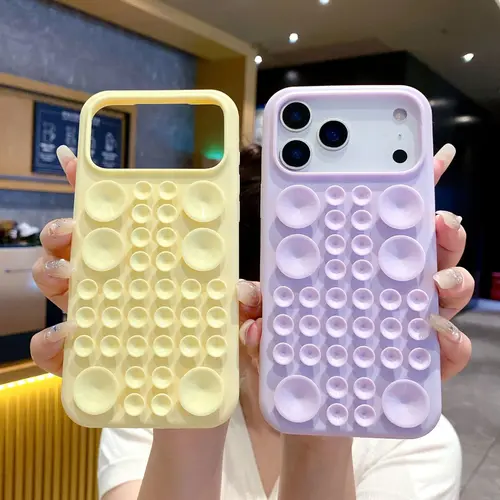Solid Color Custom Original Silicone Smartphone Casing - Suction Cup Soft Anti-Drop Protective Cover for iPhone 16 Pro Max, iPhone 17 Handheld Cellphone Accessory