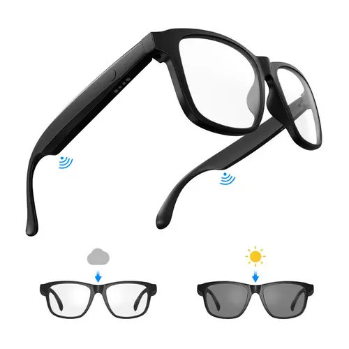 Magnetic Automatic Smart Glasses - Wearable Wireless Audio Eyewear for Men, Anti-Blue Light Lenses, Voice Assistant, Hands-Free Headphones for Driving, Fishing, Office Use, Glasses Blue Light,back to school,back to school haul Wearable Smart Glasses Bluet