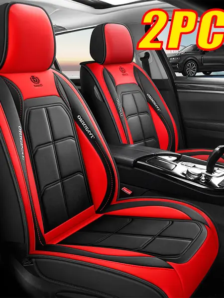 Waterproof Leather Car Seat Covers - 2-Seat Coverage, Red & Black Premium Protective Cushions with Leather Durability, Waterproof Guard for Vehicle Interior,toolupgrade