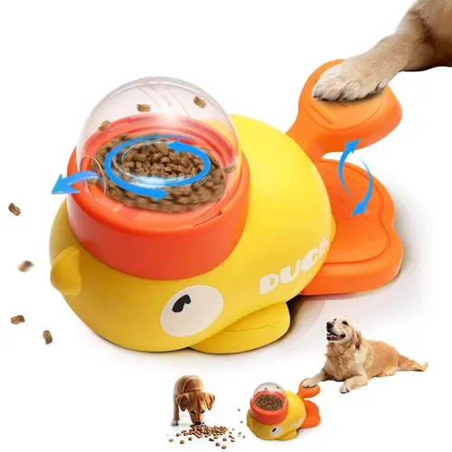 Yellow Duck Food Dispensing Cat Toy Self-Entertainment Boredom Relief Cat Wand Pet Snack Freeze-Dried FoodLauncher for Dogs ideal gift food puzzle slow feeder, durable Duck, Cat snacktime, indoor interactive Cat Toy SummerVibes petlovers