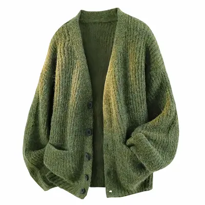 Men's Vintage Knitwear Cardigan Sweater - Long Sleeve, V-Neck, Loose Lazy Style, Soft Comfortable Menswear Buttons Pocket Solid Color Versatile Men's Clothing Everyday Top