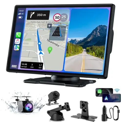WHATOOK 9-in Portable CarPlay Adapter Car Player, Car Play Monitor for Car Electronics, Cars Accessories