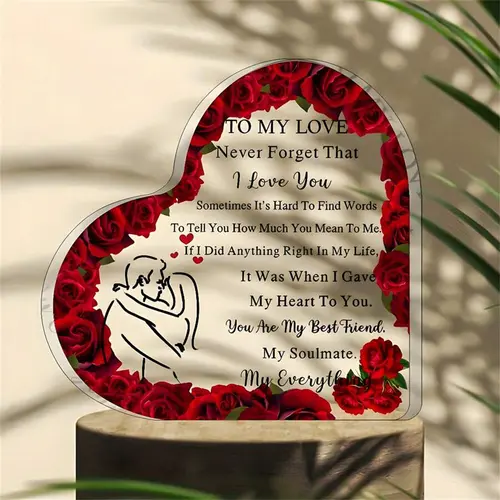 MUNBYN "TO MY Love" Acrylic Puzzle Message Desk Sign - Heart Plaque, Novelty DIY Decor, Romantic Sentimental Boyfriend Birthday Gift, Anniversary Gift for Him (Remove Protective Film Before Use), Desk Signs,sohochic