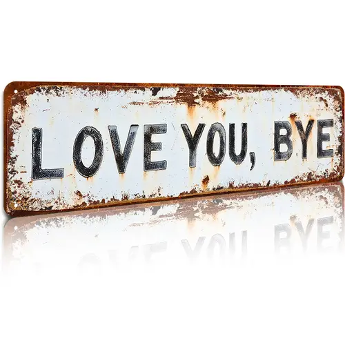 1PC Durable Aluminum Vintage Metal Sign with Love-Goodbye Text, 16x4in Lightweight Vintage Home Decor, Modern Love Theme Wall Art, Multi-functional Entryway Decor for Home & Wedding Arrangement,sohochic