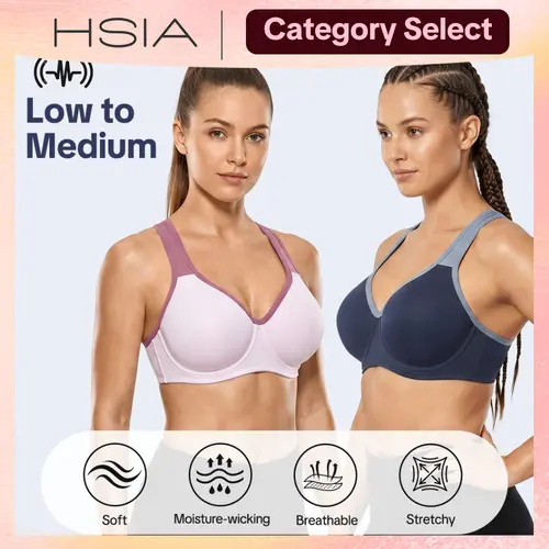HSIA ComfyArc Hybrid Sports Bra Activewear, Workout Bra for Plussize Women, Soft Support Non-Padded Unlined, Full Coverage, Wide Strap, Outside Underwire, Everyday Womenswear Fitness Clothes #summerwins