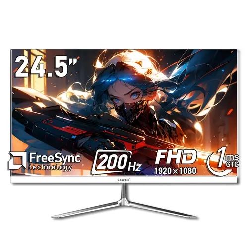 Gawfolk 24.5" FHD Clarity Edgeless Gaming Monitor, VA Screen, 200Hz Refresh Rate, 1ms GTG, FreeSync, 99% sRGB, 178° View Angle, HDMI/DP Plug-in, VESA Wall Mount, PC Computer Monitor for Gamer Stuff