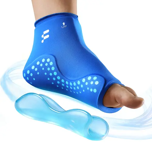 Fitomo Plantar Ice Pack Wrap – Wearable Foot Icepack Experience Hot & Cold Compression Therapy enhanced by 3D Cooling Tech – a Reusable Wrap for Plantar Fasciitis, Achilles Tendonitis, Heel Pain Ankle Protective Compression Ankle Compression Cuff