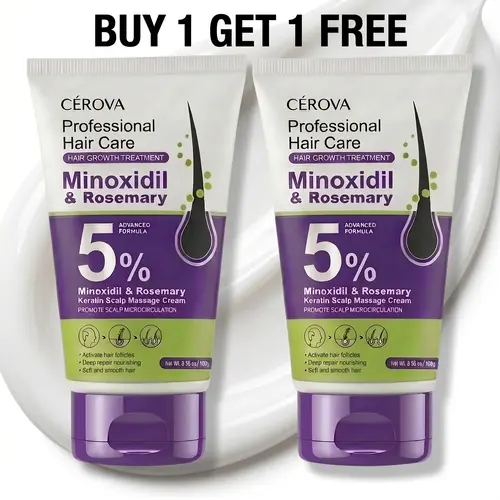 [Buy 1 Give 1] CEROVA 5% Minoxidil Hair Growth Foam, Unisex Anti-Loss Scalp Treatment with Keratin, Ginger & Rosemary for Thicker Volume & Strength, Healthier Hair, Thicker Looking Hair, Hair Growth Products, Strengthening Hair,sohochic