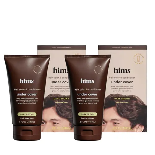 Hims Undercover 2-Piece Virtual Skincare Kit Bundle - Argan Hair Color Conditioner for Male Hair Grey Coverage, In-Shower Use, Natural Look Oil