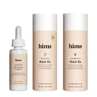 Hims 5% Minoxidil Serum + Thick Fix Anti-Thinning Shampoo & Conditioner Haircare Bundle with Saw Palmetto, Niacinamide, Eucalyptus Scent, Gentle Formula for Fuller-Looking Hair, Anti-Hair Loss Self-Care Products, Anti-Thinning Shampoo & Conditioner Kits