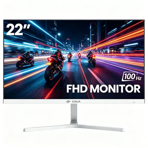 CRUA 22in FHD 1080p 100/75Hz PC Computer Desktop Monitor, 95% sRGB, Ultra-Narrow Bezel Frameless, HDMI Port, VESA Wall Mount Compatible (Gaming, Office Use) - 20-22inches