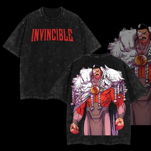 Men's Thragg The Conqueror Viltrumite War Invincible Comic Oversize Vintage Round Neck Short-Sleeve Acid Washed Lightweight Double Printed Graphic T-Shirt, Superhero Fan Top,sohochic