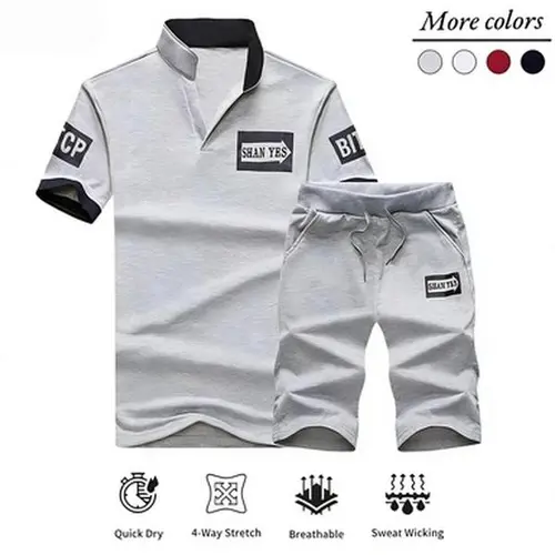 Trendy Men’s Polo & Shorts Two-Piece Set with Letter Print, Lightweight and Breathable, New for Summer 2026