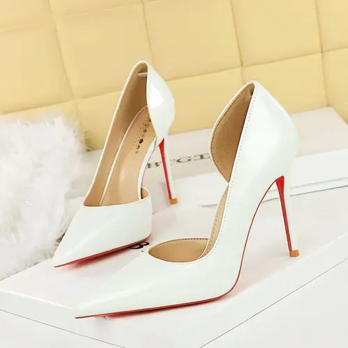 Stylish Women's High Heeled Shoes, Slingback Stiletto Heels, Minimalist Slingback Pumps, European Style Patent Leather, Elegant Party Shoes Hollow Side Design, Classy Fashion Slimming Look, Exquisite Heels for Parties and Events, Elegant Footwear
