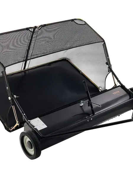 【summerfinds】VEVOR 52 in Tow Behind Lawn Sweeper, 26 cu.ft. Large Yard Sweeper, Adjustable Sweeping Height, Heavy Duty Leaf & Grass Collector with Dumping Rope, Pull Behind Sweepers for Debris Grass Clippings