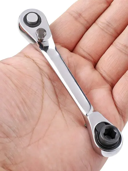 1-Piece 1/4-Inch Silver Mini Double-Headed 72-Tooth Ratchet Wrench, 5-Degree Quick Release Drive Socket (Bits Not Included), Textured Grip Rotator for Confined Space, DIY Maintenance Work Tool, Tools and Gadgets,toolupgrade