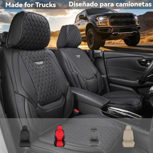 EKR Semi-Custom Deluxe 5-Seat Car Seat Cushions & Truck Cushion Protector, Universal Fit for 80% Vehicles, Waterproof Wear-Resistant Full Coverage, Easy Install, Fits Popular Trucks Like Tacoma, 2-Year Warranty, Fathers Day Gift, toolupgrade