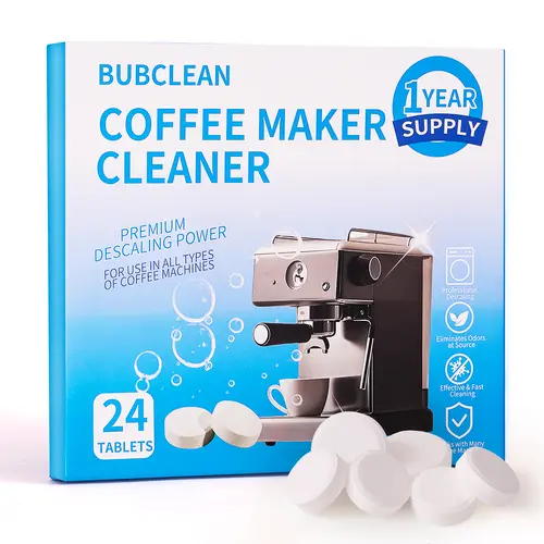 BUBCLEAN Coffee Machine Cleaner Descaler Tablets - 24 Pack, Deep Cleaning & Descaling Tabs for All Coffee Makers, Drip & Espresso Machines, Coffee Maker