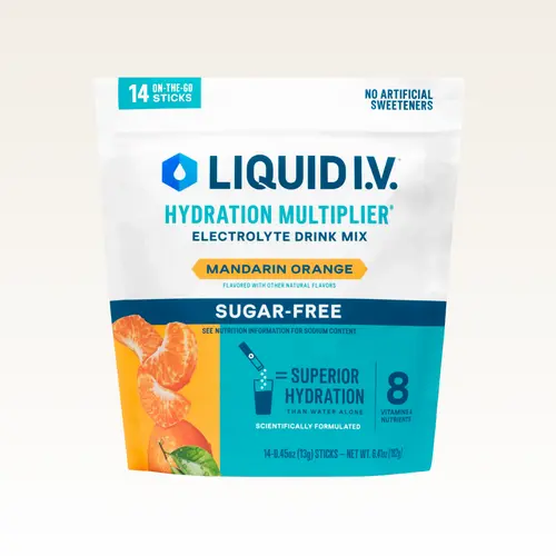 Liquid I.V. Sugar-Free Hydration Multiplier - Mandarin Orange - Hydration Powder Packets | Electrolyte Powder Drink Mix | Convenient Single-Serving Sticks | 8 Vitamins & Nutrients | 1 Pack (14 Servings)