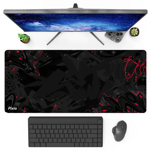 Pixio XXL Rectangular Gaming Mouse Pad - 36 x 16 inch, Anti-Slip Rubber Base, Waterproof Washable Desk Mat, Edgy Designs with Animal Prints & Dark Graphics, for Gaming Setup & Office Use