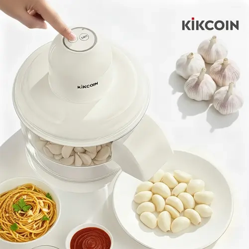 Kikcoin Rechargeable Potato & Garlic Peeling Machine - Garlic Peeled Fast, Grape Skin Removed, Less Hand Contact, Simple Controls for Quick Use, Small Home Kitchen Aid, Cream White Utensil, Holiday Gift, Compact