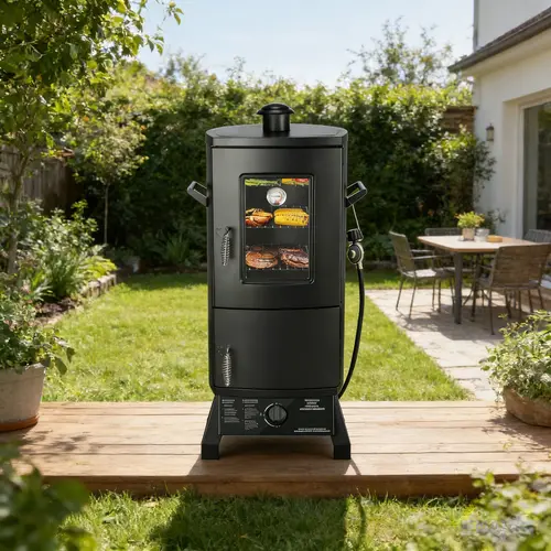 MAISON BACKYARDS Vertical Barbecue Smoker Set with Cover, Grills, 3 Removable Shelves, Temperature Control, Sturdy Alloy Steel Construction tiktokshopspringglowup,sohochic