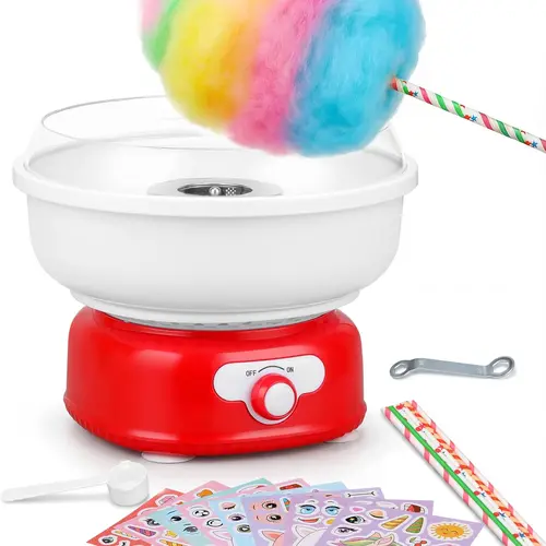 【Back To School】Cotton Candy Machine, 450W Homemade Candy Maker for Kids with Cartoon Stickers, 6 Paper Cones, Sugar Scoop & Detachable Parts, Multi-Sugar Use Kitchen Gadget for Birthday, Party Gatherings Bowl Utensils,sohochic