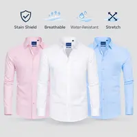 3-pack AMZPURE Men's Slim Fit Stain Sheild Dress Shirts, Long Sleeve Button Down Tops with Stain Shield for Formal Business Wear, Menswear,back to school,back to school shopping, Casual Button Up sohochic style