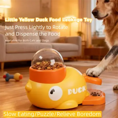 Cat Puzzle Treat Dispenser Toy, Interactive Duck-Shaped Food Slow Feeder for Cats and Small Dogs Enrichment, IQ Training and Exercise 8.6 Inches,  durable  Duck, Cat  snacktime, pet gift small medium dog