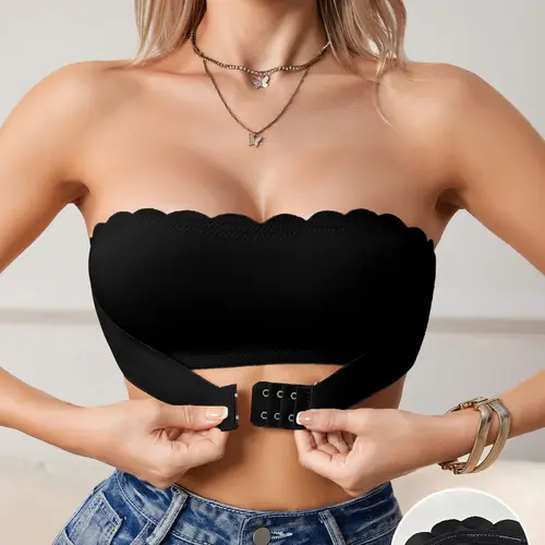 Women's Invisible Adjustable Strapless Shaping Bra, Wave Edge Design, No Padding, Perfect for Daily Wear, Comfortable Stylish Casual Underwear