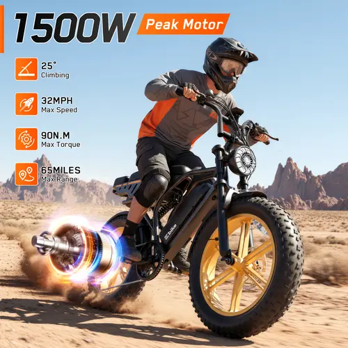 2026 New TST R9 Adult Electric Bike (Ebike), 1500W Peak Motor, 48V 15Ah Built-in Battery, 60 mi Range, 28 MPH, 20-in All-Terrain Fat Tires, Rear Seat Footrest, LED Lights, UL2849 Certified