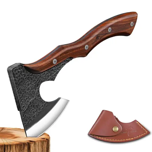 Purple Dragon Axe with Sheath – Outdoor & Garden Tool with Full Tang Wood Handle, Ideal Gift for Men