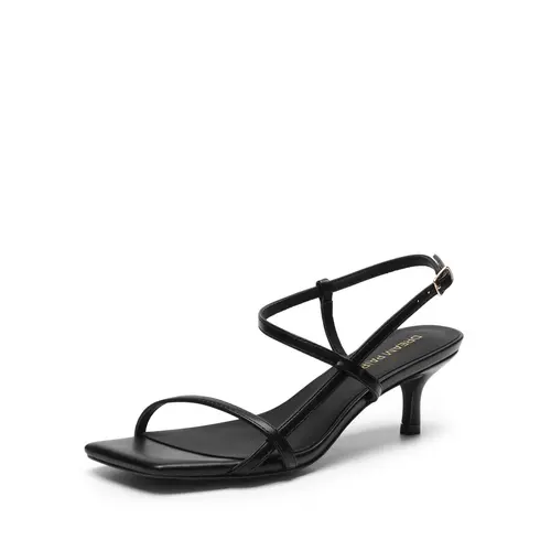 Dream Pairs Women's Elegant Square Toe Strappy Backstrap Sandals - Fashionable Low Heel Dress Shoes with Adjustable Buckle, Balanced & Quiet Polyurethane Kitten Heels for Work-Date Occasions, Fashionable Heeled Sandals, Sandals For Women,sohochic