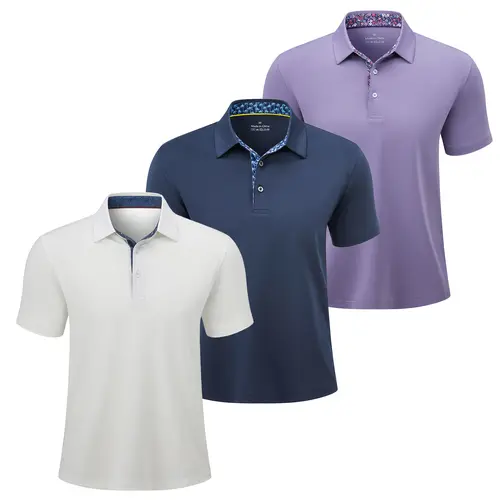 3-Pack Men’s Polo Shirts – Soft Breathable Short Sleeve Polos, Comfortable Casual Fit, Classic Collared Shirts for Work, Golf & Everyday Wear