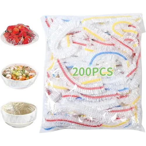 200 PCS PE Food Grade Plastic Bowl Covers, Kitchen Elastic Stretchable Reusable Covers for Bread Proofing, Plates, Dishes and Food Storage,sohochic