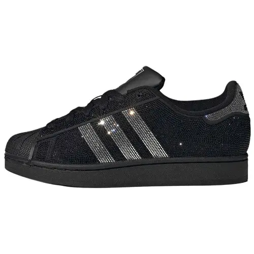 Women's adidas Wmns Superstar Rhinestone Black Silver Classic Lightweight Street Style Athletic Sneakers, Casual Walking Shoes, Trainers, Rubber