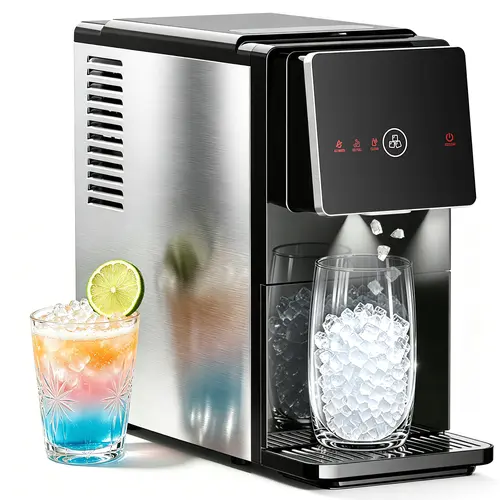 Kismile Countertop Nugget Ice Maker 24lbs/Day Self-Cleaning Sonic Ice Maker 1.8L Water Tank Touch Screen Auto Ice Drop for Home Office Kitchen, Ice Making Machine, Compact, Countertop Icemaker, 10–15 Min Ice