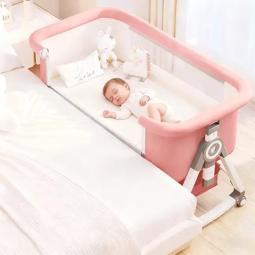 Foldable Straw 3-in-1 Lightweight Baby Bassinet Bedside Sleeper for Newborn 0–6 Months, Adjustable Height Portable Crib with Silent Wheels, Mosquito Net, Breathable Mesh, Premium Mattress & Storage Basket,sohochic