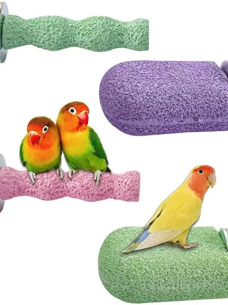 4PCS Resin Bird Beak Grinding Stones - Waterproof Perches, Claw Grinding Scratcher, Ice Cream Bars Chew Toy for Parrots