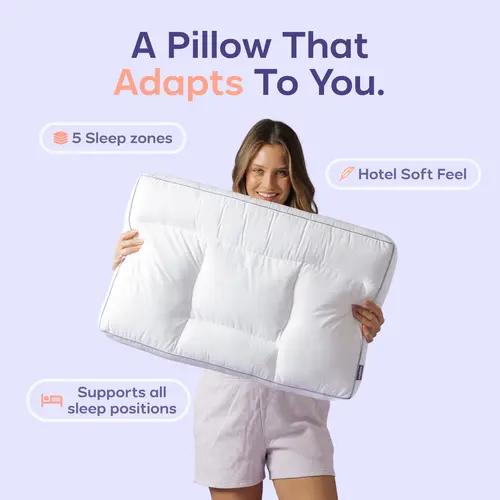 Mellow Sleep | Adapt Pillow with 5 Sleep Zones Ergonomic Hotel Soft Feel Supports All Sleep Positions for Comfortable Sleep