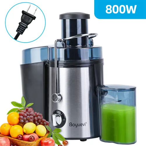 BOYUEVI 800W Power Centrifugal Fruit Vegetable Juicer - 1PC BPA-Free Home Users' Kitchen Appliance, 3" Wide Feed Chute, 30oz Jug, Easy Wipe Clean, Auto-Cut Off, No Cutting Needed, Fast Fresh Juice in Seconds, ABS Blade Juicer, 110V sohochic