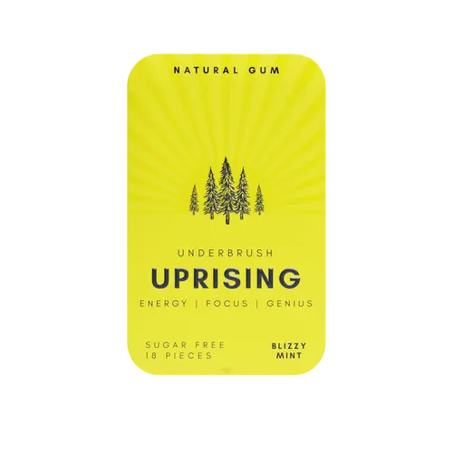 Uprising Energy Gum - Natural Focus & Genius - Sugar Free - Blizzy Mint - 18 Pieces - Clean Energy Boost